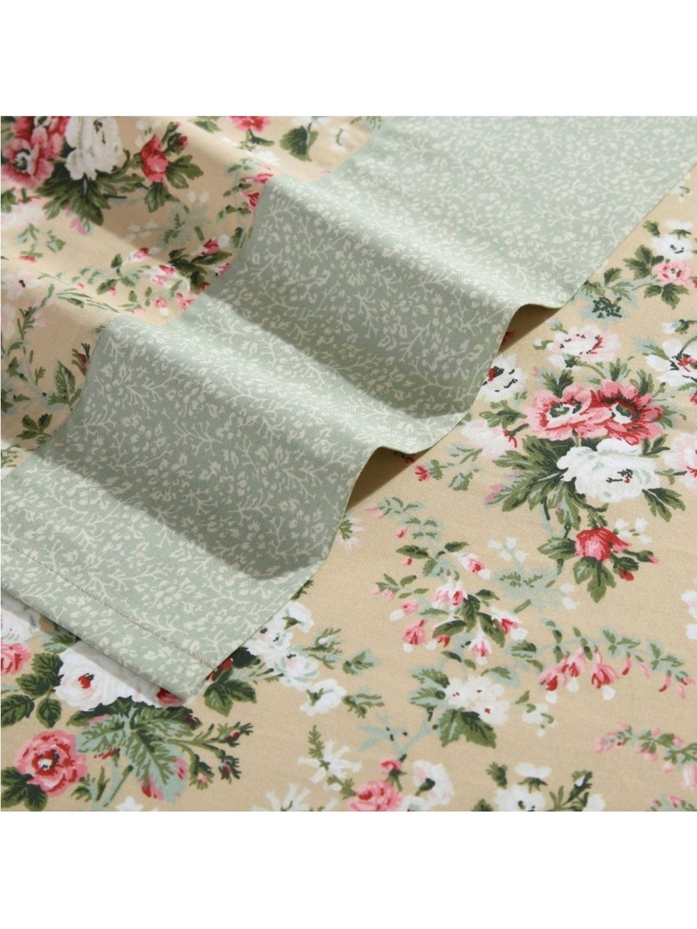 Laura Ashley QUEEN ~ Serene Dream ~ 100% Percale Cotton  Floral Sheet Set - Picture 9 of 16